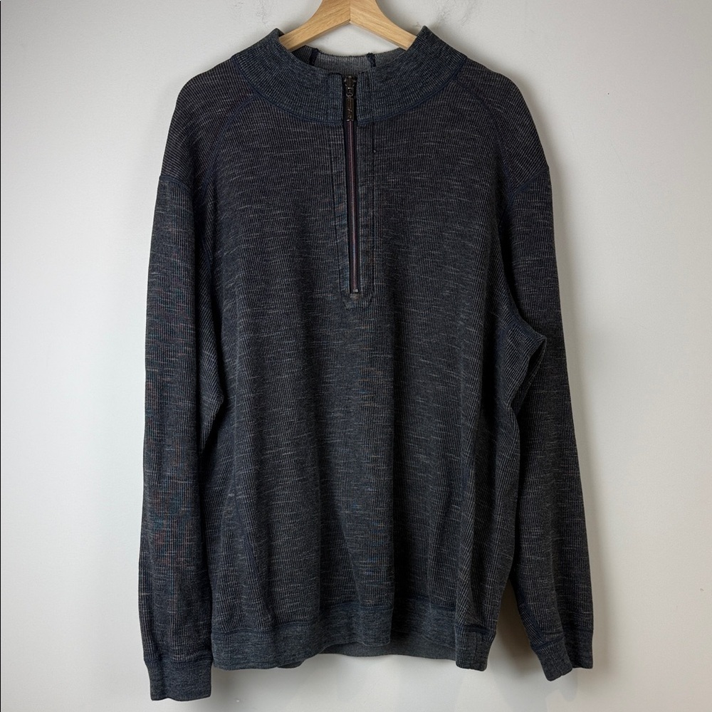 Tommy Bahama Men's Dark Gray Zip-Up Sweater Size XL